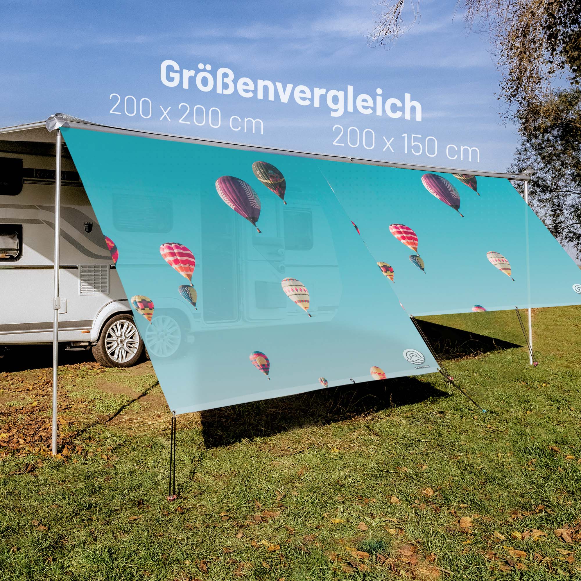 PVC Camping Sonnenschutz - Motiv HEISSLUFTBALLON 150cm Hoch