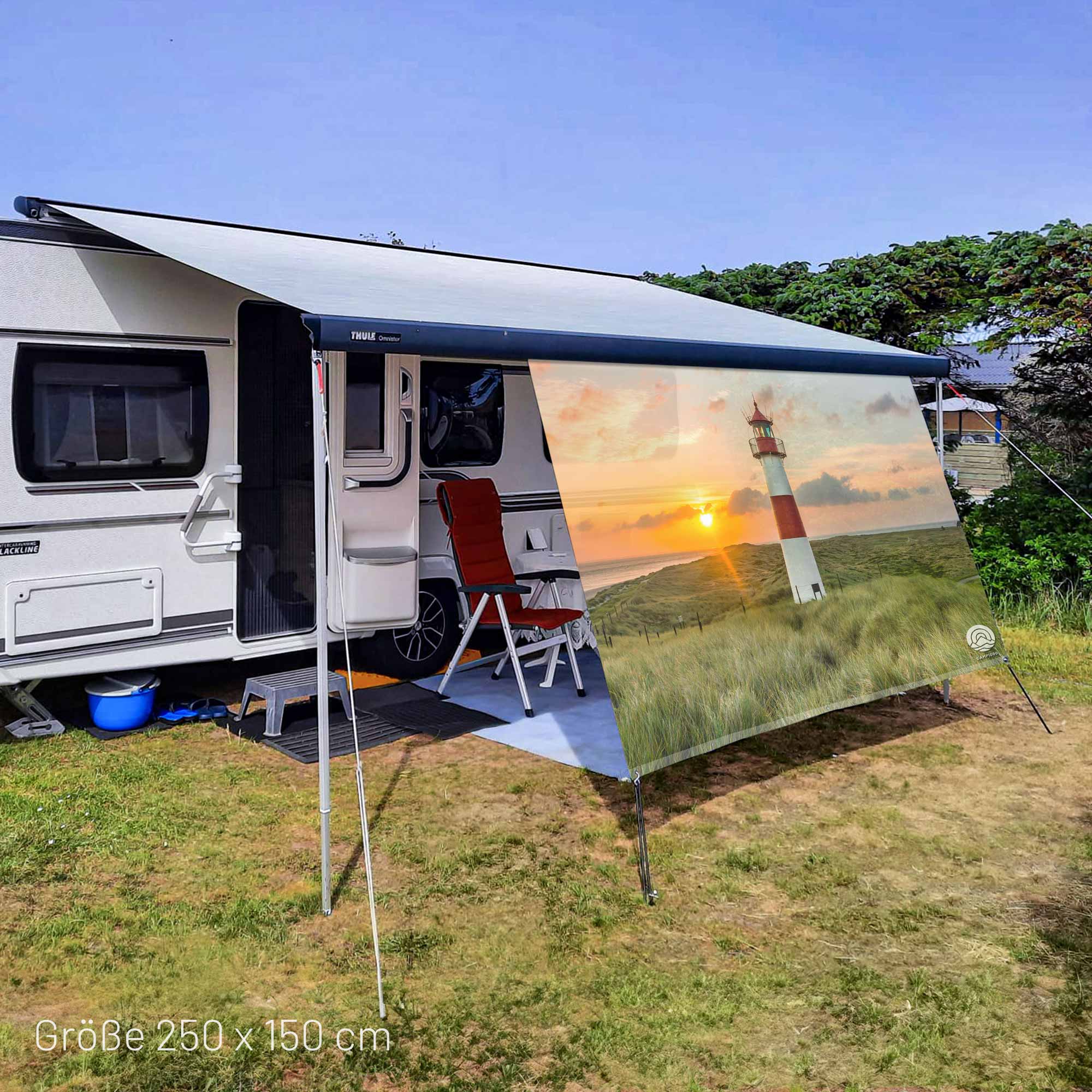 Protección solar de camping de PVC - motivo FARO DEL DEICH 150 cm de altura