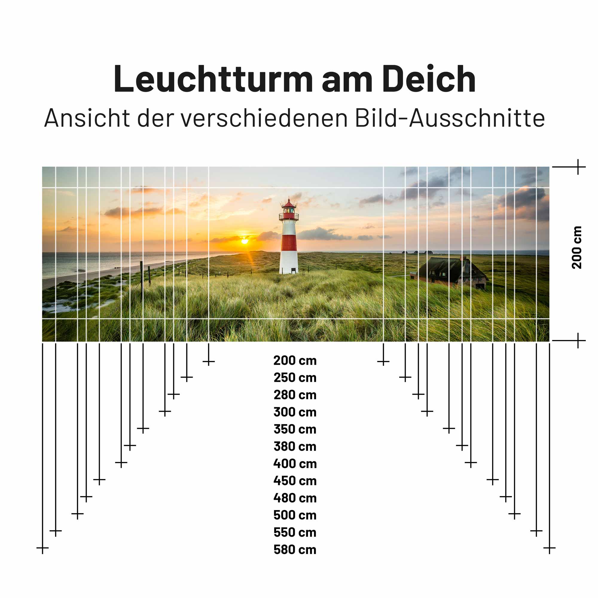 PVC Camping Markisen -Sonnenschutz - Motiv LEUCHTTURM AM DEICH 1,5m x 3,0m - Abverkauf