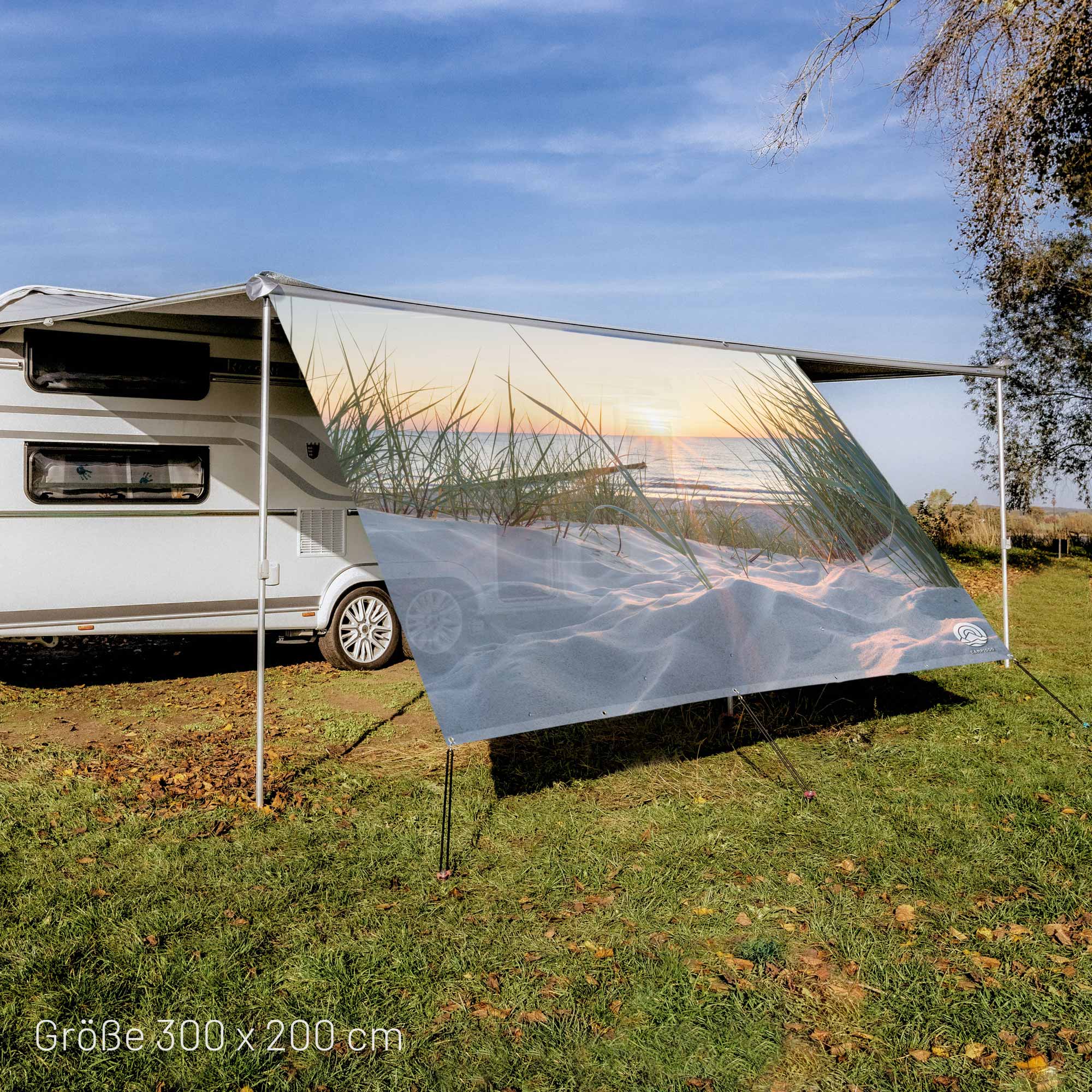 Sonnensegel OSTSEE-STRAND 300cm – Campidoo Camping Sonnenschutz Wohnmobil Markise