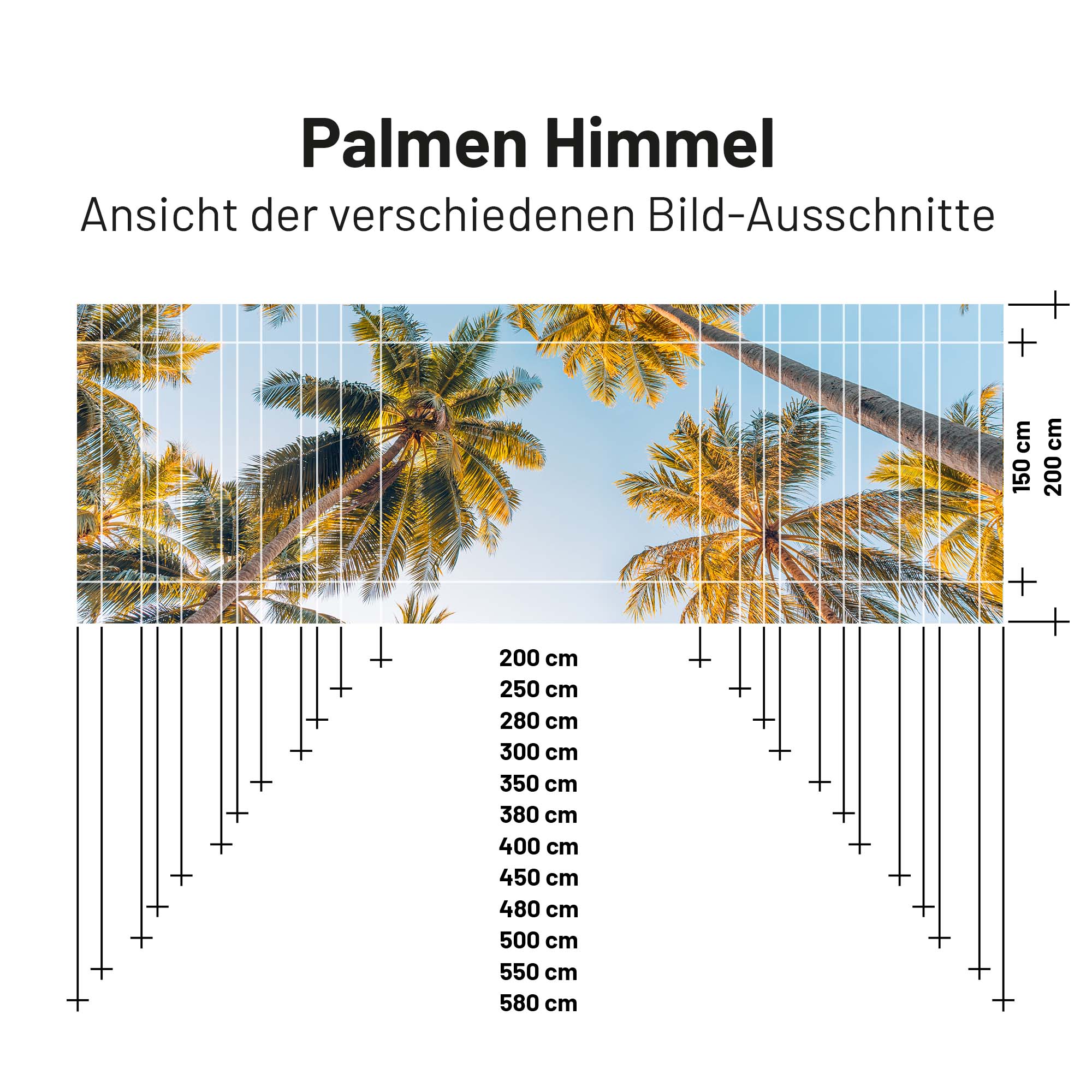Textil Sonnensegel PALMEN HIMMEL 200cm Hoch