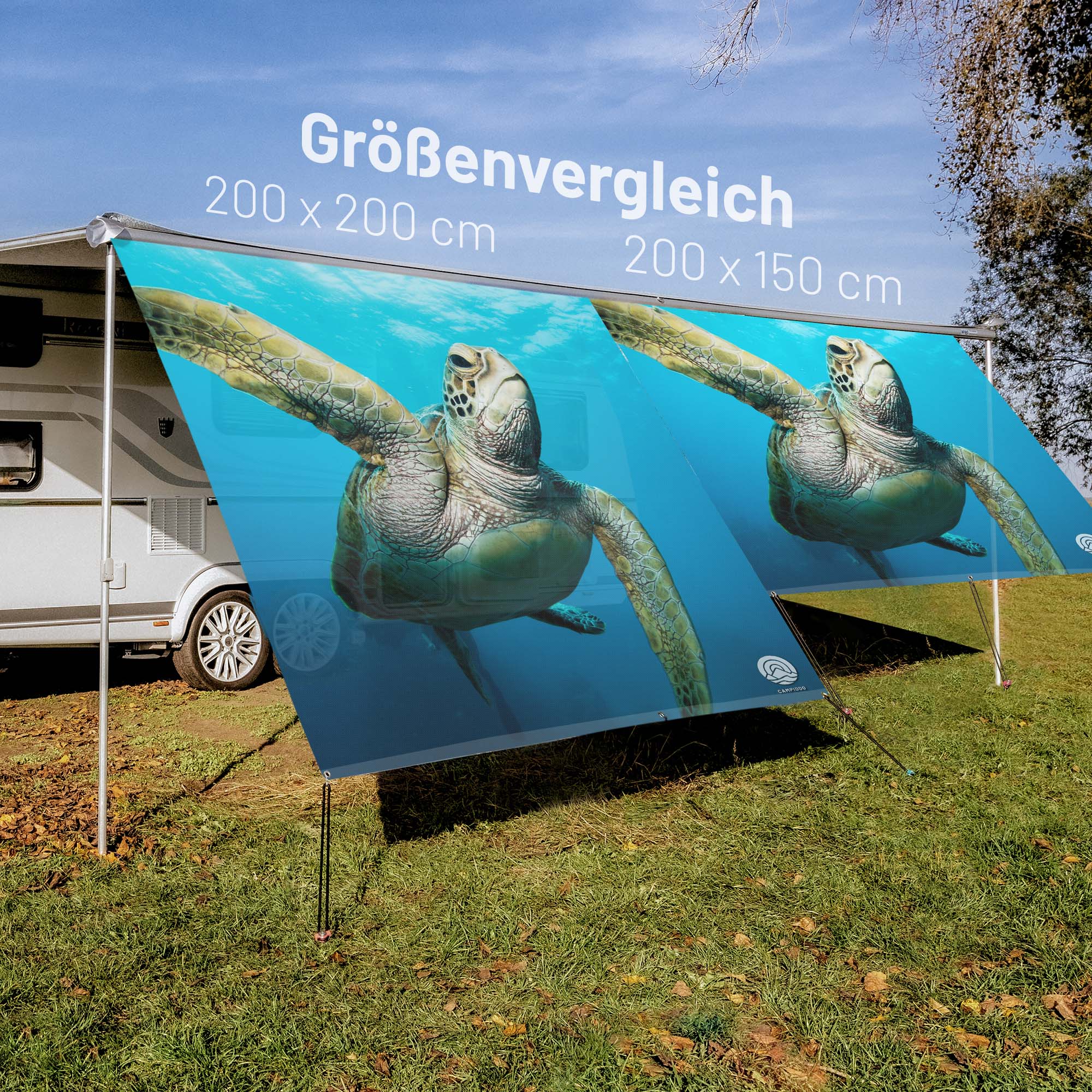 PVC Camping Sonnenschutz - Motiv SCHILDKRÖTE 150cm Hoch