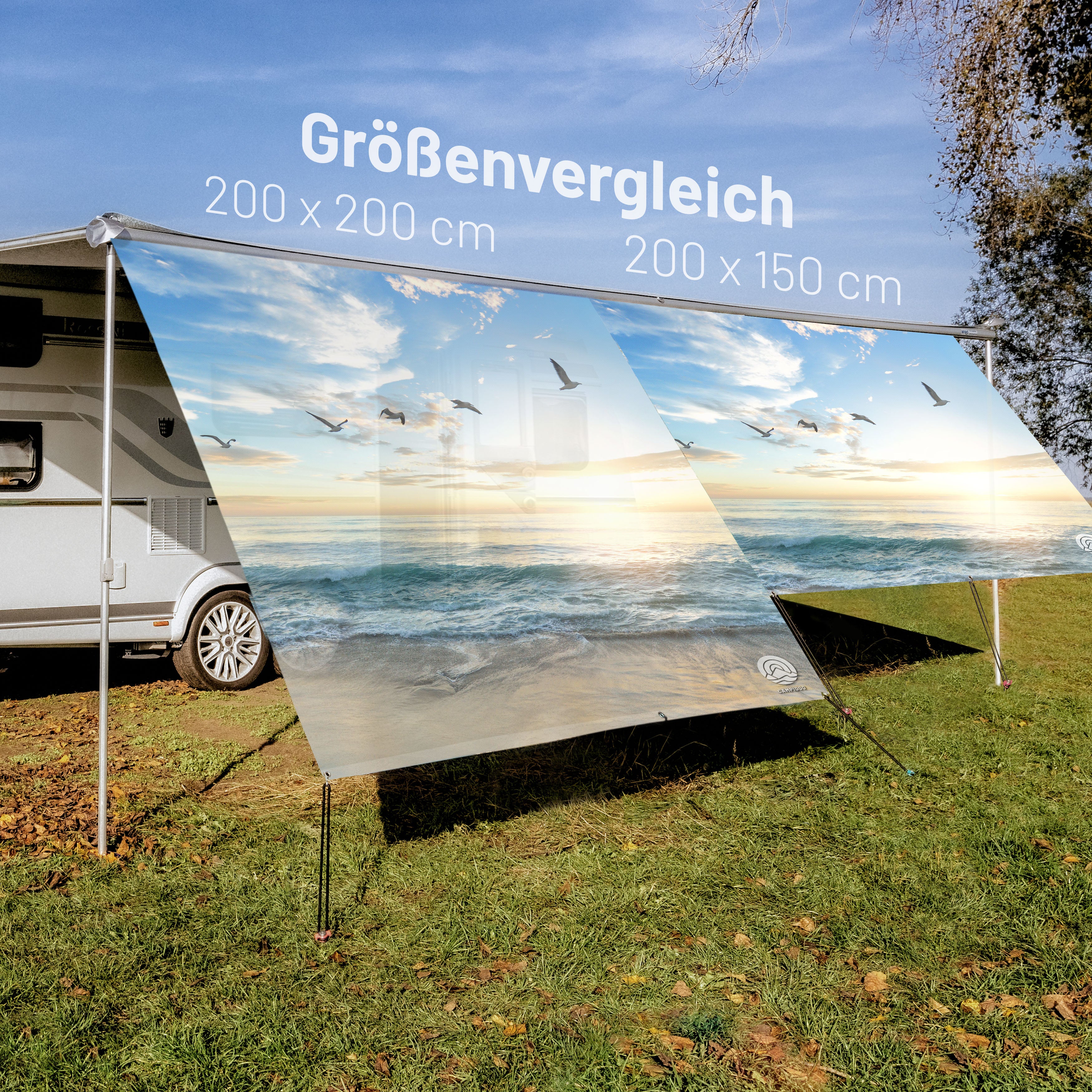 PVC Camping Sonnenschutz - Motiv SEEMÖWEN 150cm Hoch