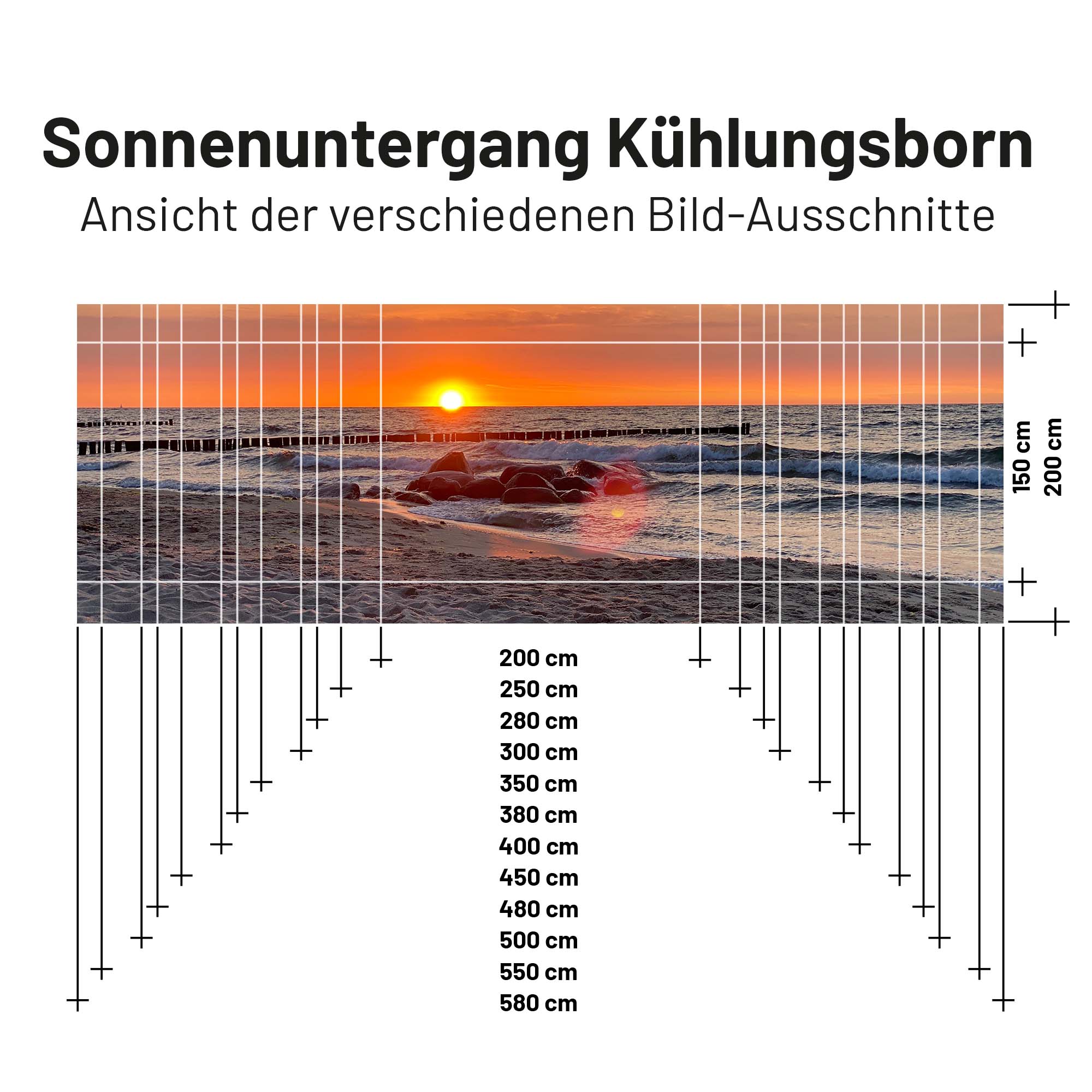 PVC Camping Sonnenschutz - Motiv SONNENUNTERGANG KÜHLUNGSBORN 150cm Hoch