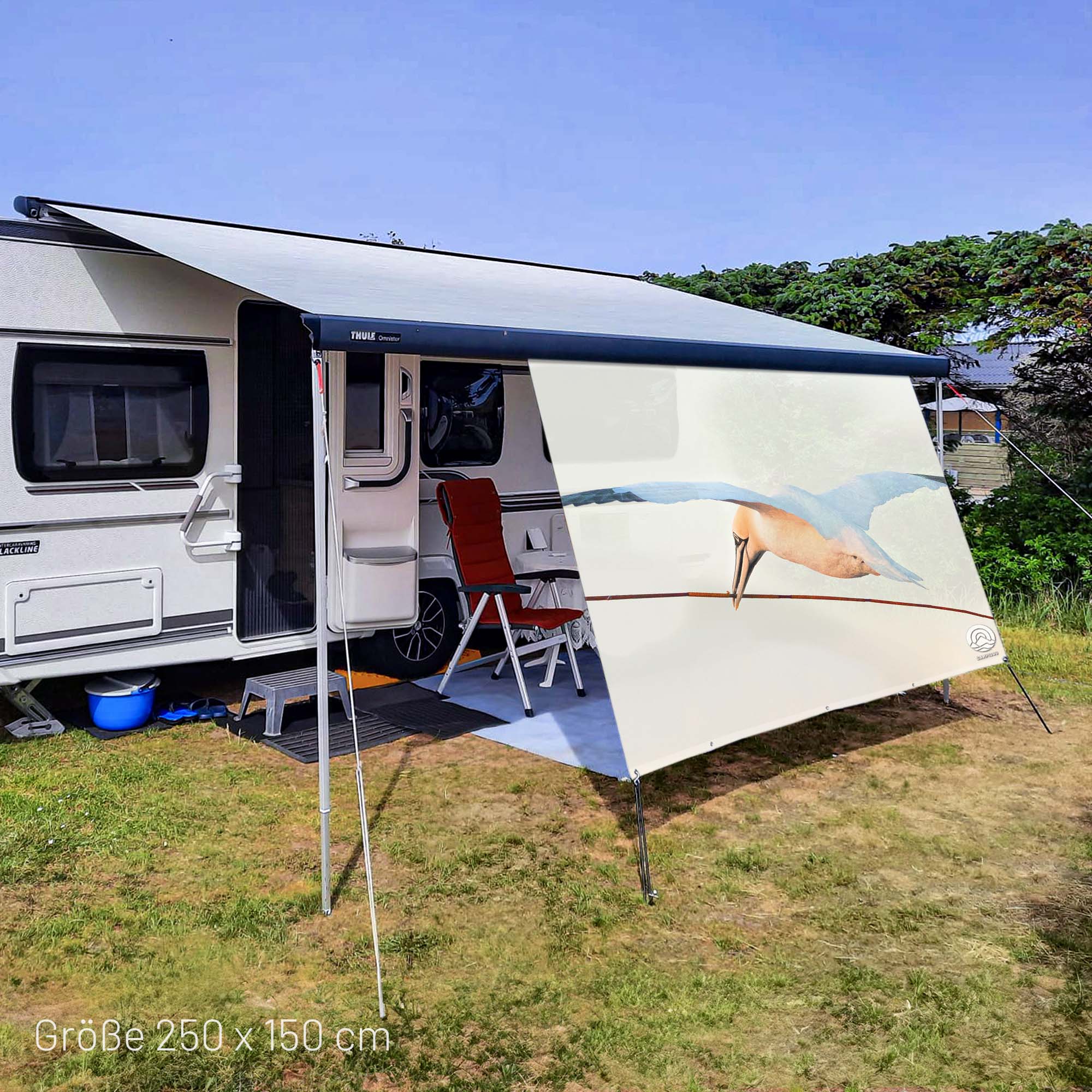 PVC Camping Sonnenschutz - Motiv VOGELFLUG 150cm Hoch