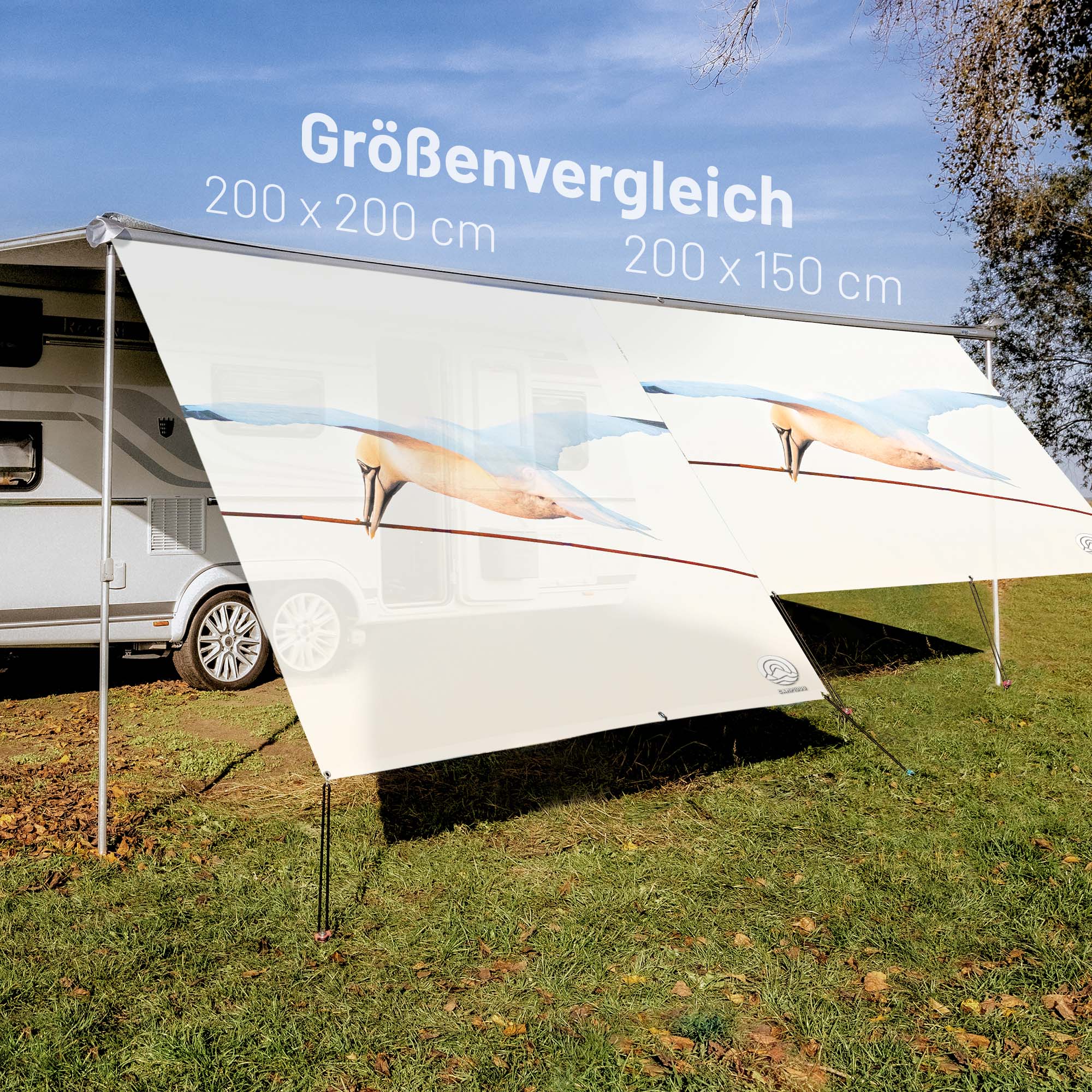 PVC Camping Sonnenschutz - Motiv VOGELFLUG 150cm Hoch