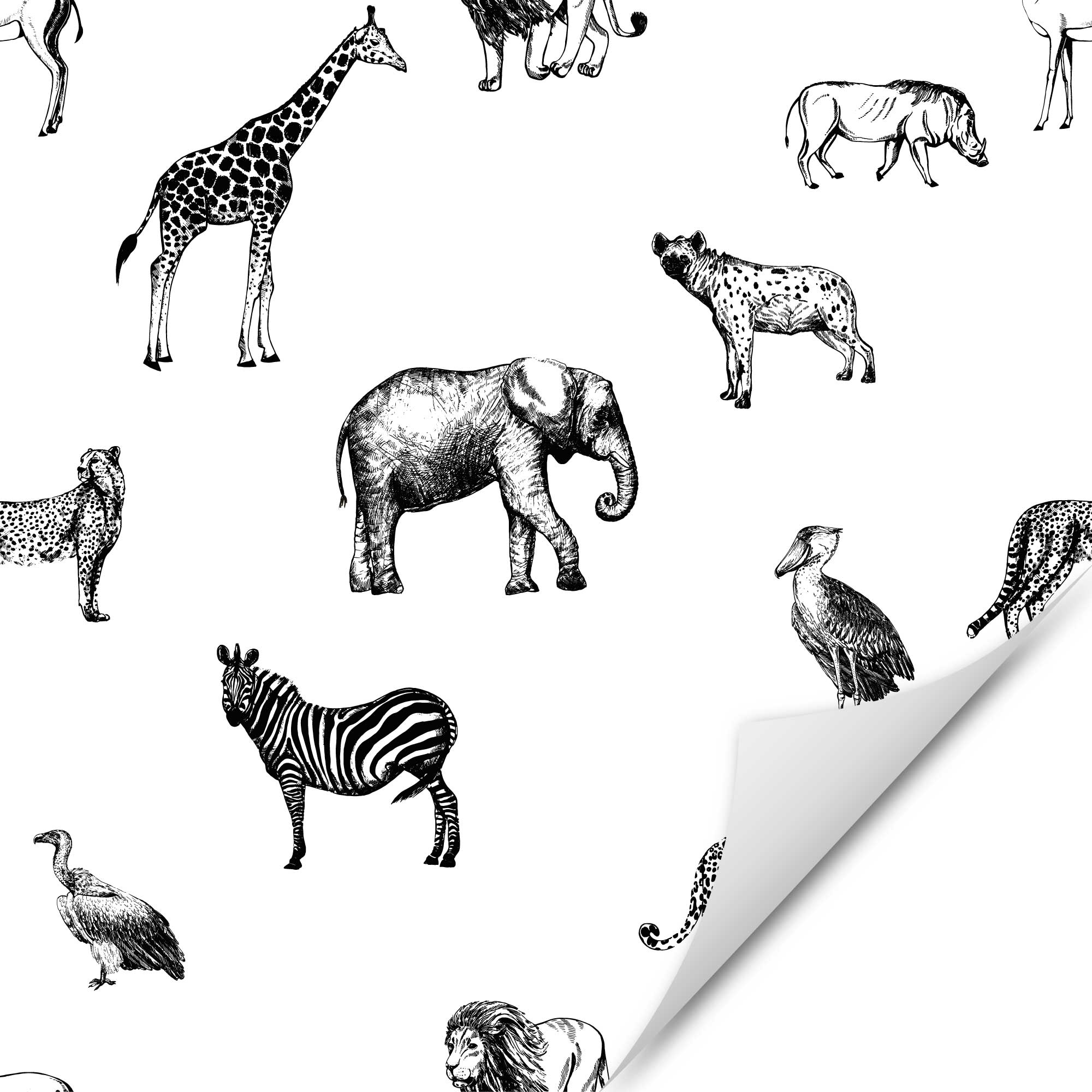 Furniture foil zoo animals illustration