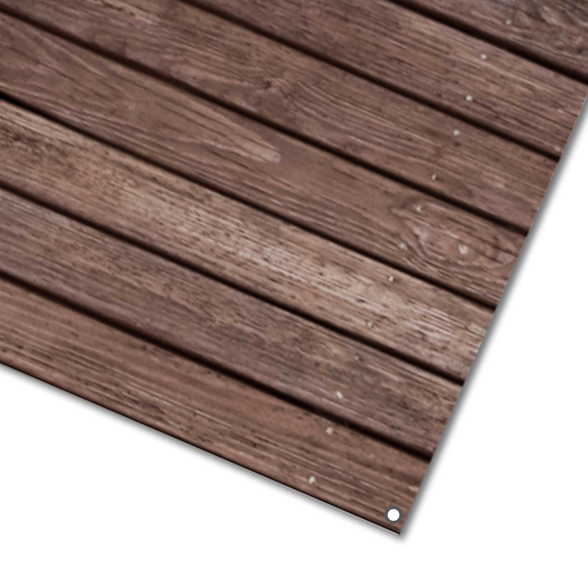 Zweiteiliger PVC Vorzeltteppich mit abnehmbarer Windschürze - "Vintage Holz"