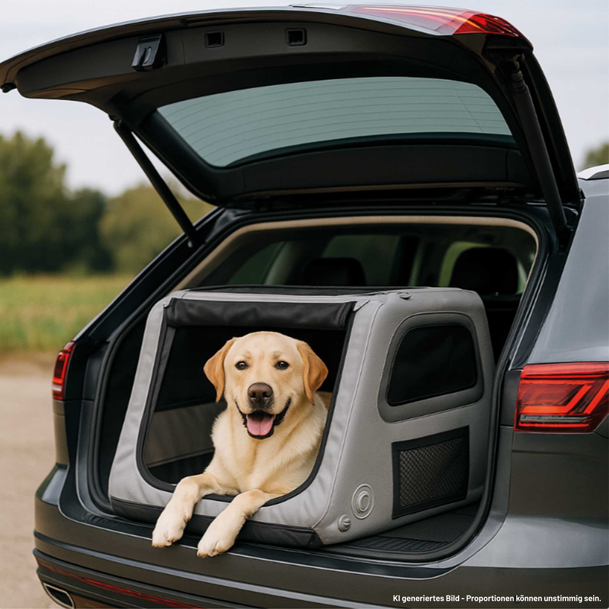 Aufblasbare Hunde Transportbox für den Kofferraum