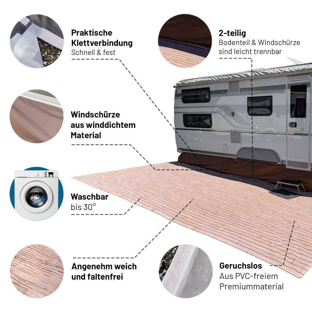 PREMIUM Vorzeltteppich mit abnehmbarer Windschürze - "Rasen"