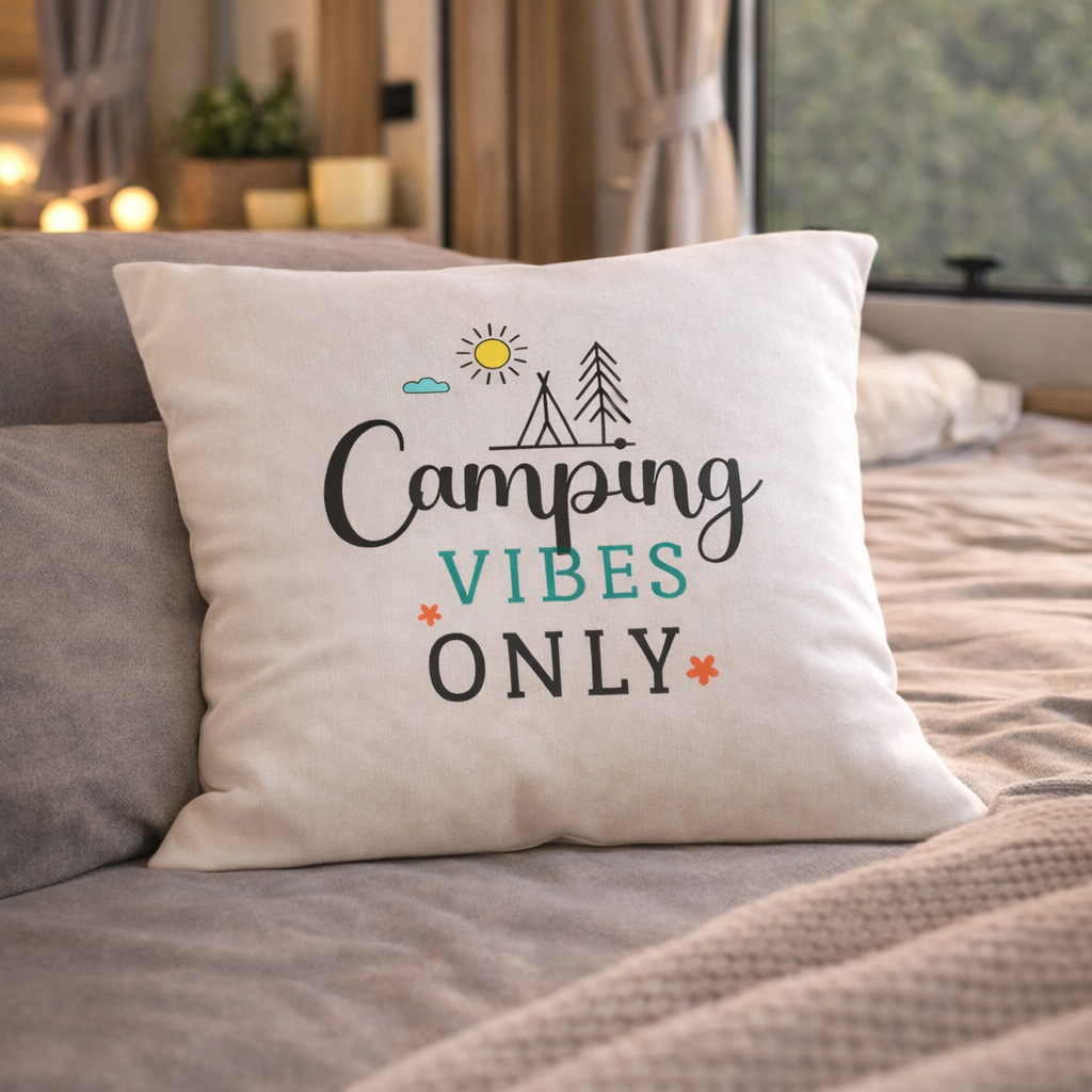 Camping pillow “Camping vibes only”