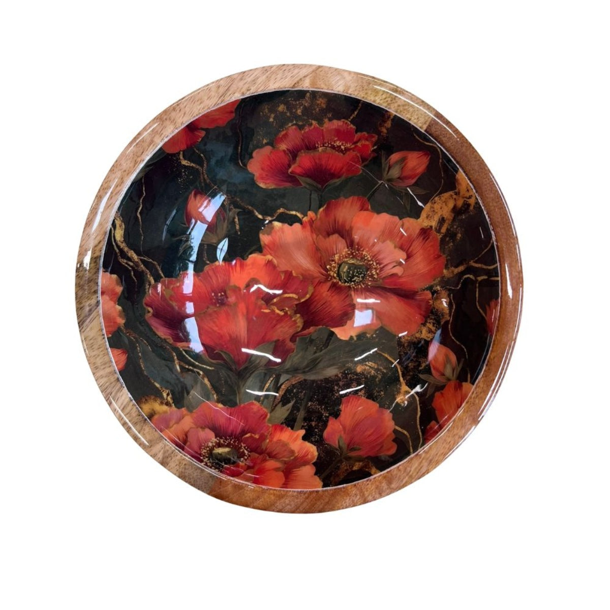 Mangoholz Schale Red Poppy 18cm