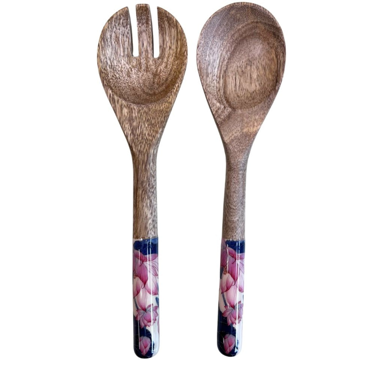 Mangoholz Schale Pink Lotus Salatbesteck