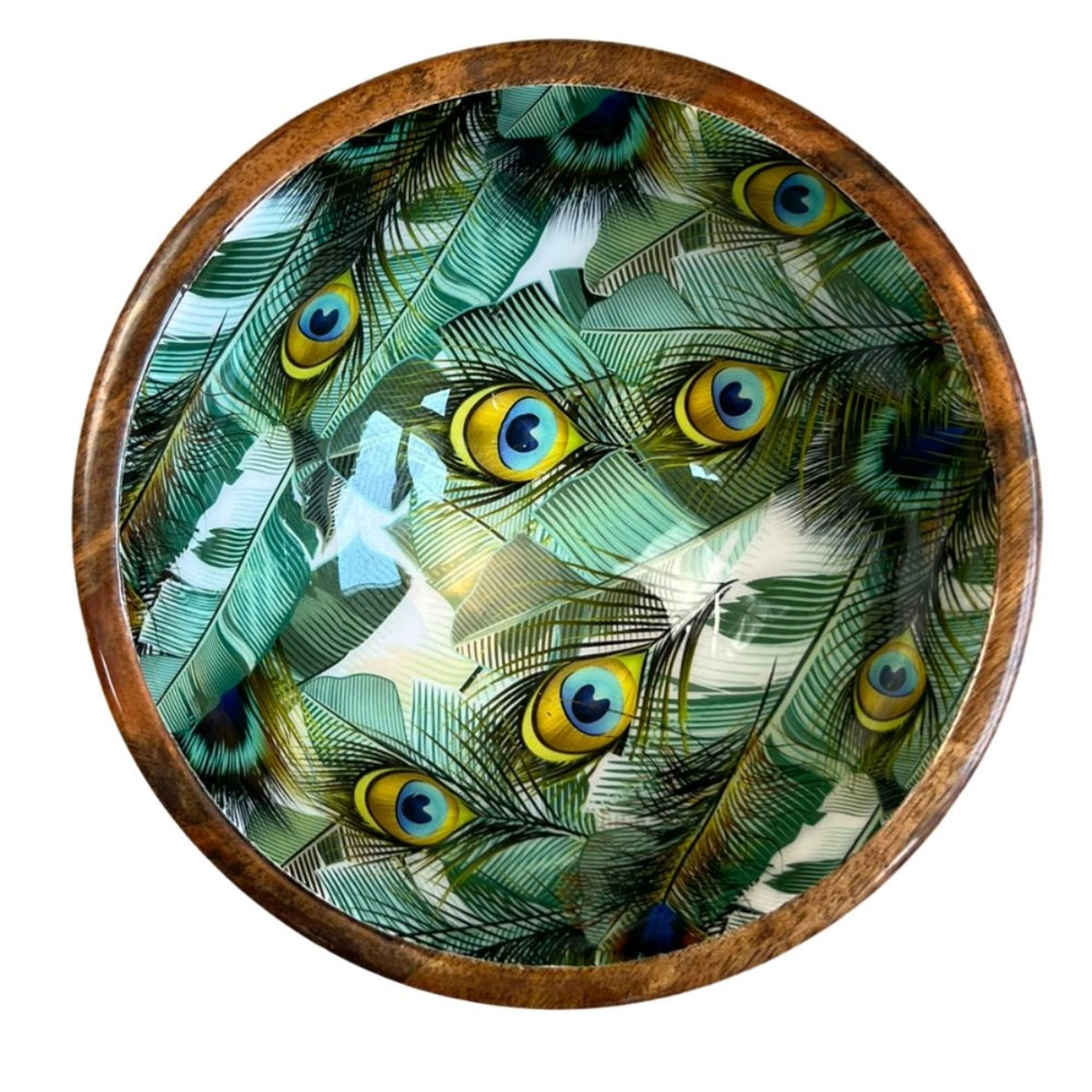 Mangoholz Schale Peacock Feather 25cm