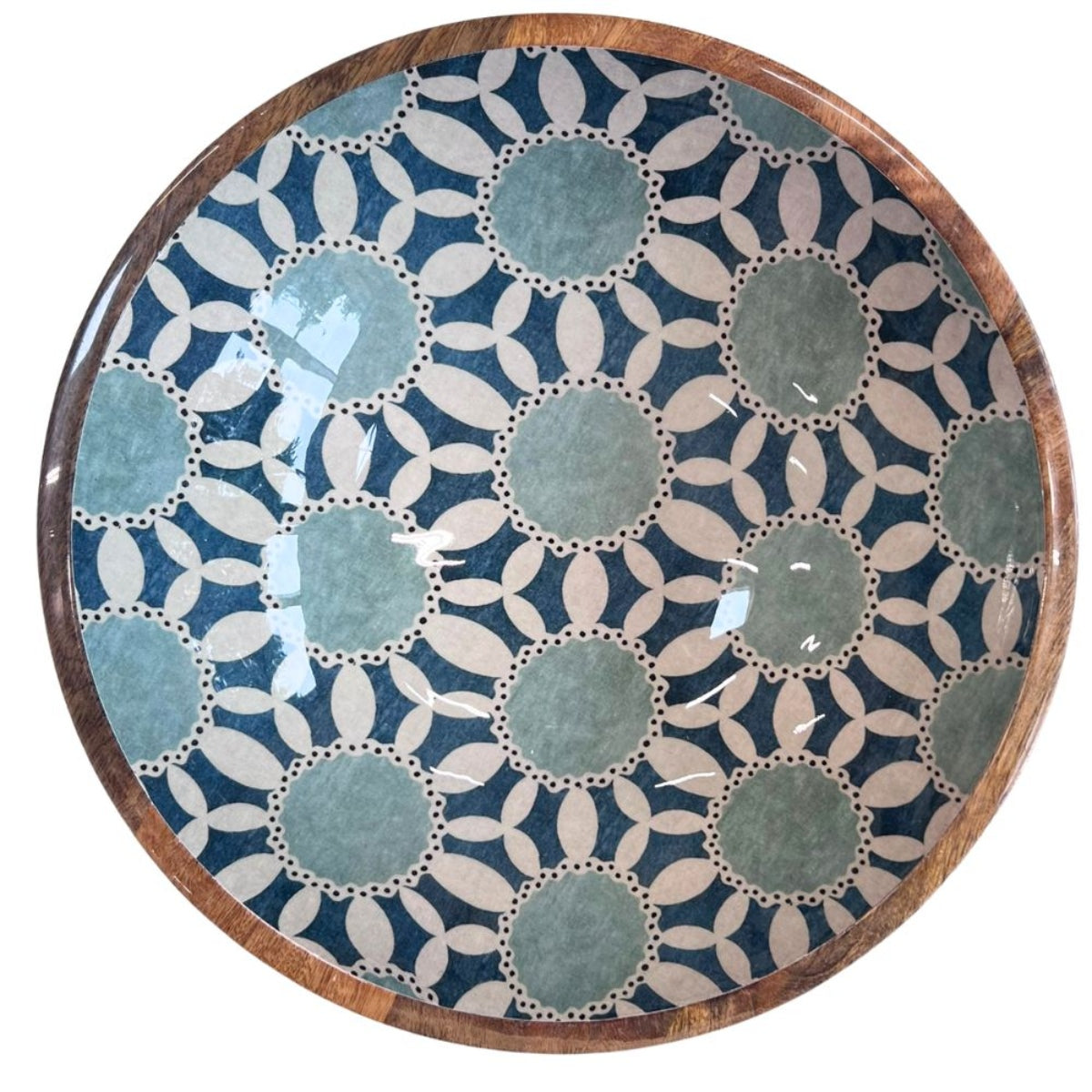 Mangoholz Schale Retro Pattern 35cm