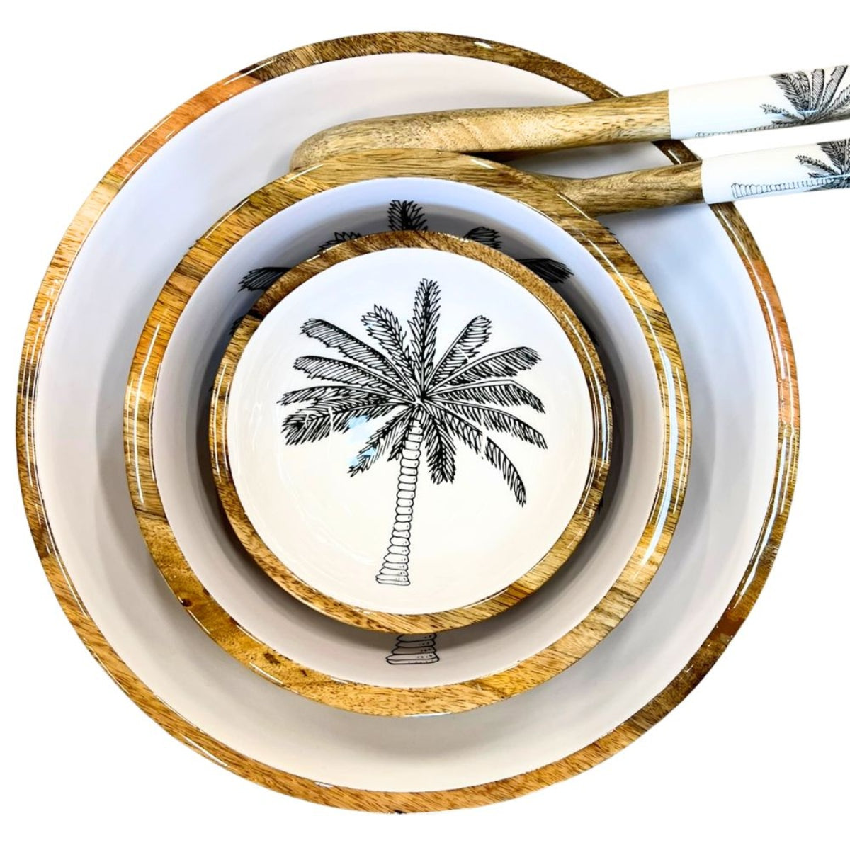 Mangoholz Schale Palm Tree Set