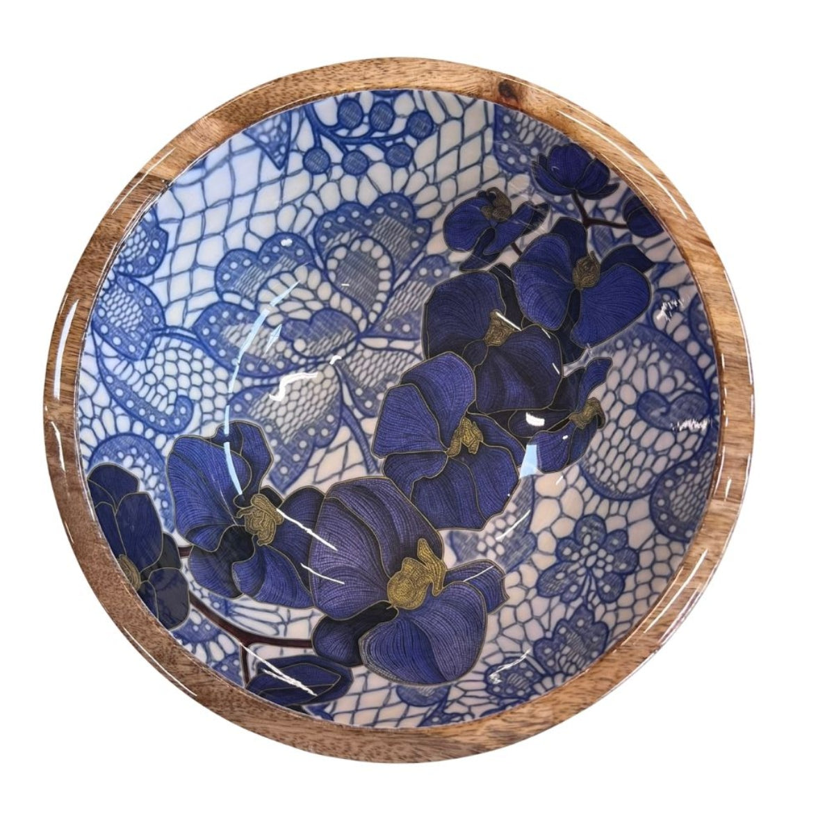 Mangoholz Schale Blue Lace 25cm