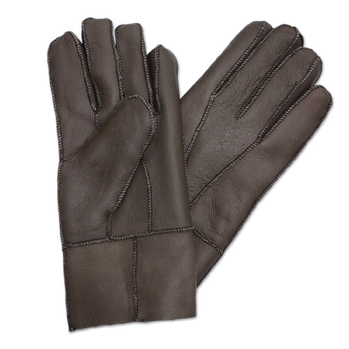 Lammfell-Fingerhandschuhe Damen – Braun