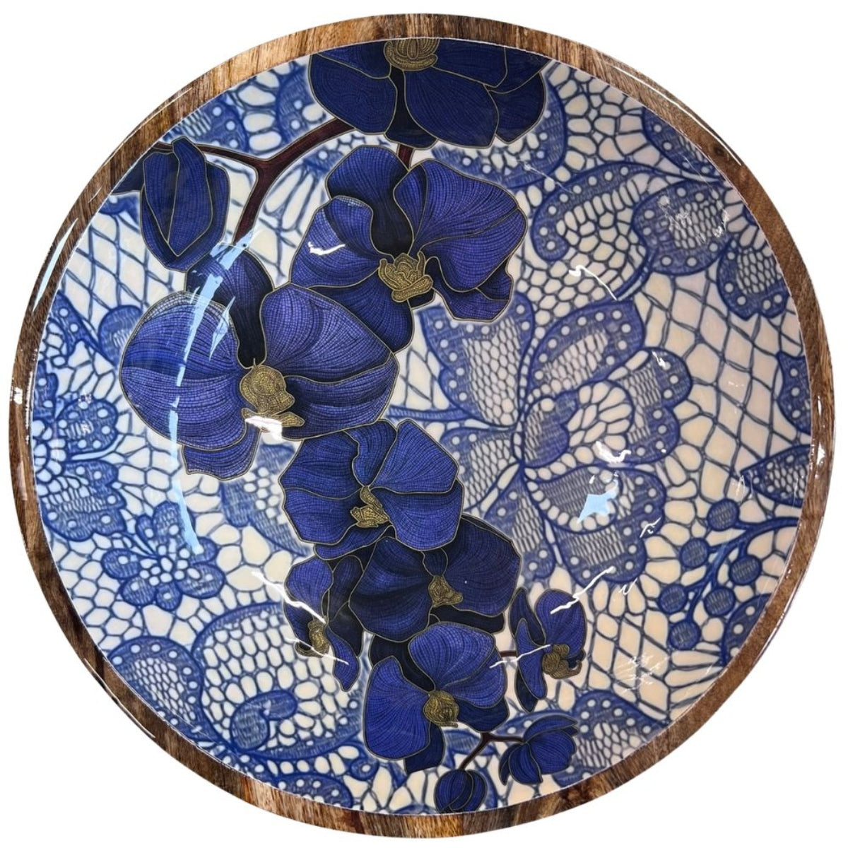 Mangoholz Schale Blue Lace 35cm