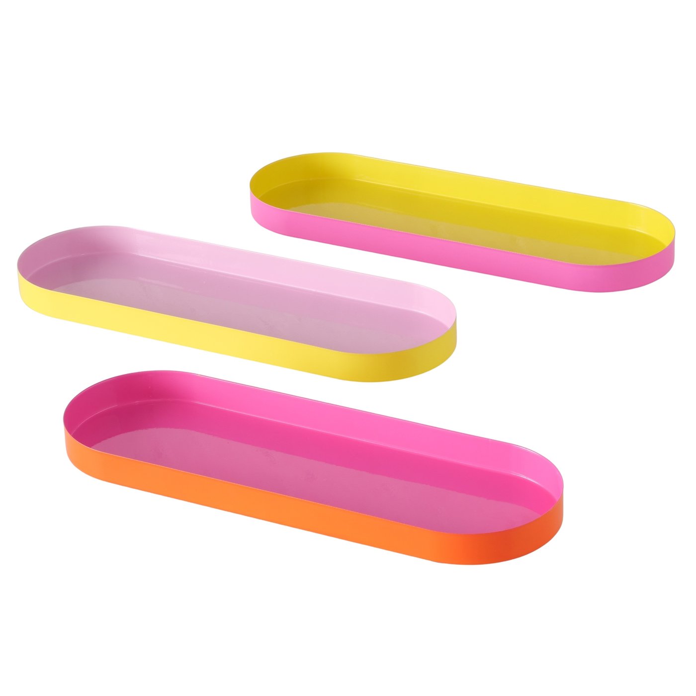 Tablett Neona, 3 sort., B 12 cm, Eisen, Mehrfarbig, Oval