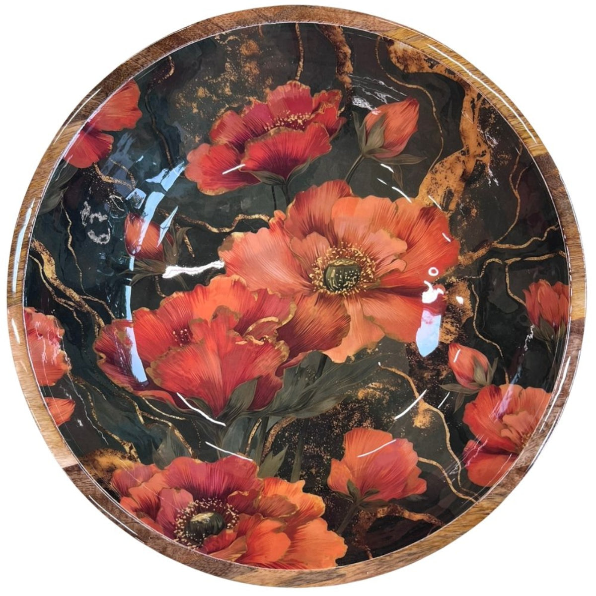 Mangoholz Schale Red Poppy 35cm