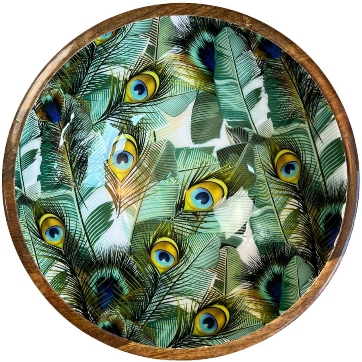 Mangoholz Schale Peacock Feather 35cm
