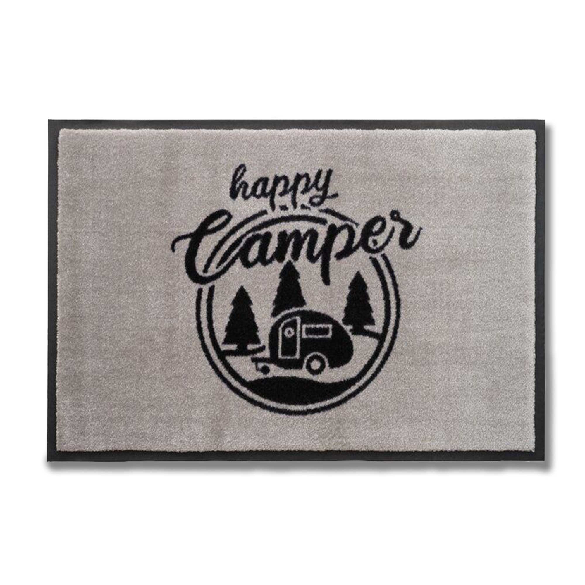 Fluffy doormat "HAPPY CAMPER" - washable