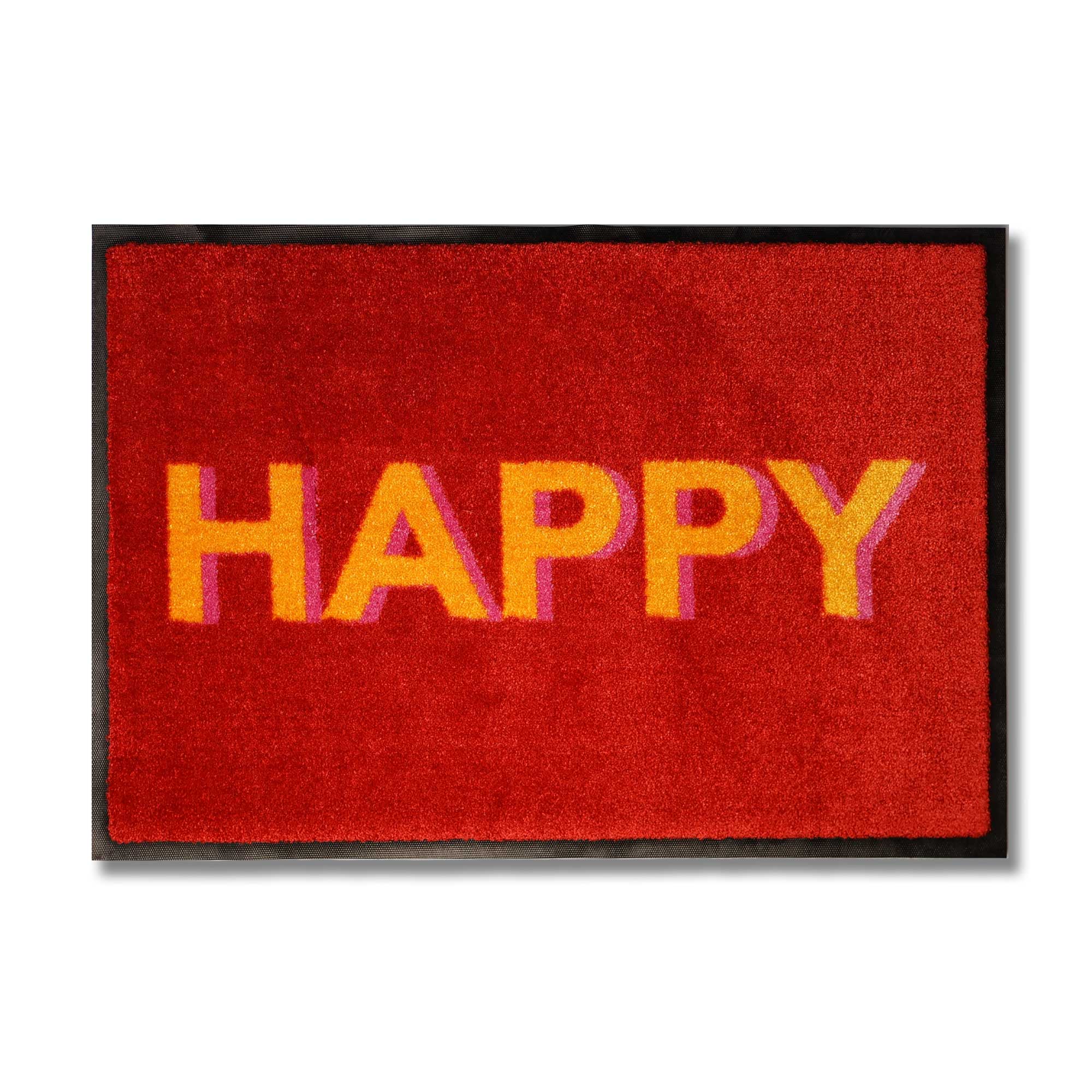 Fluffy doormat "HAPPY" - washable