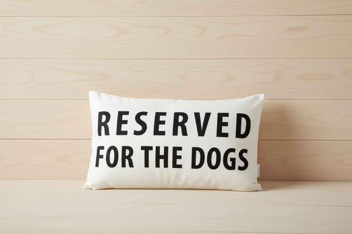 Kissen Reserved Holzwand