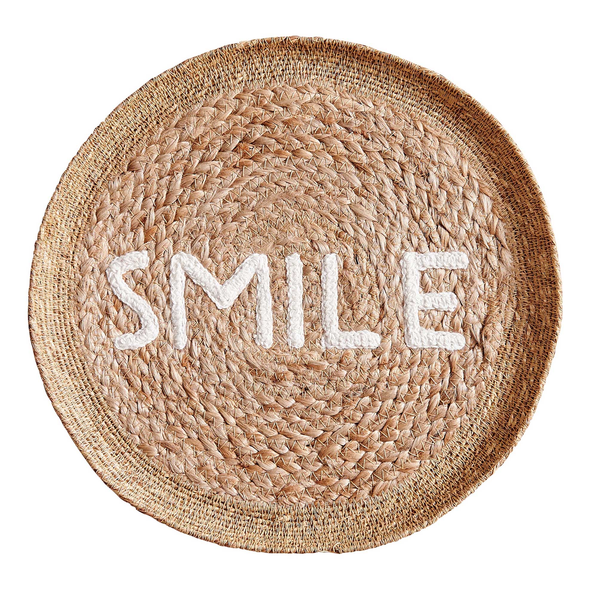 Tablett "SMILE" aus Korbgeflecht