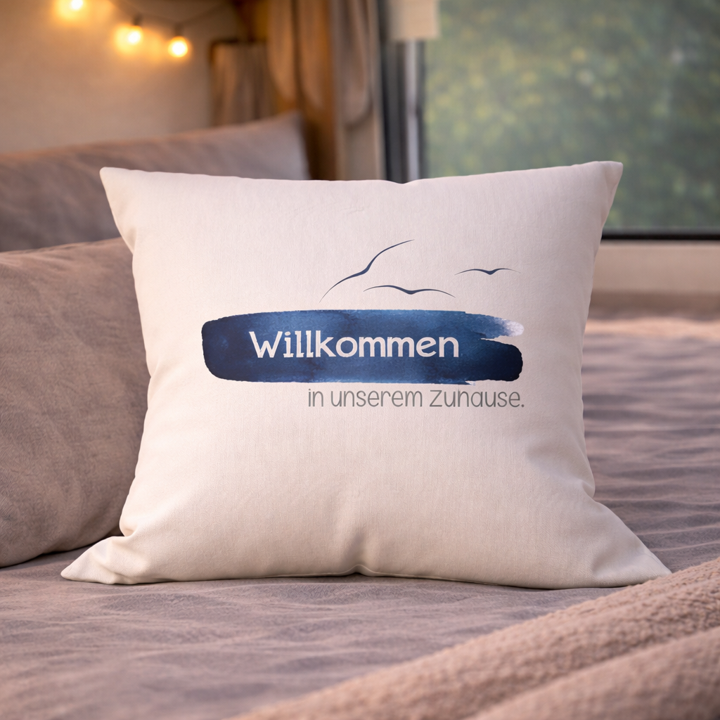 Camping cushion “Welcome to our home”
