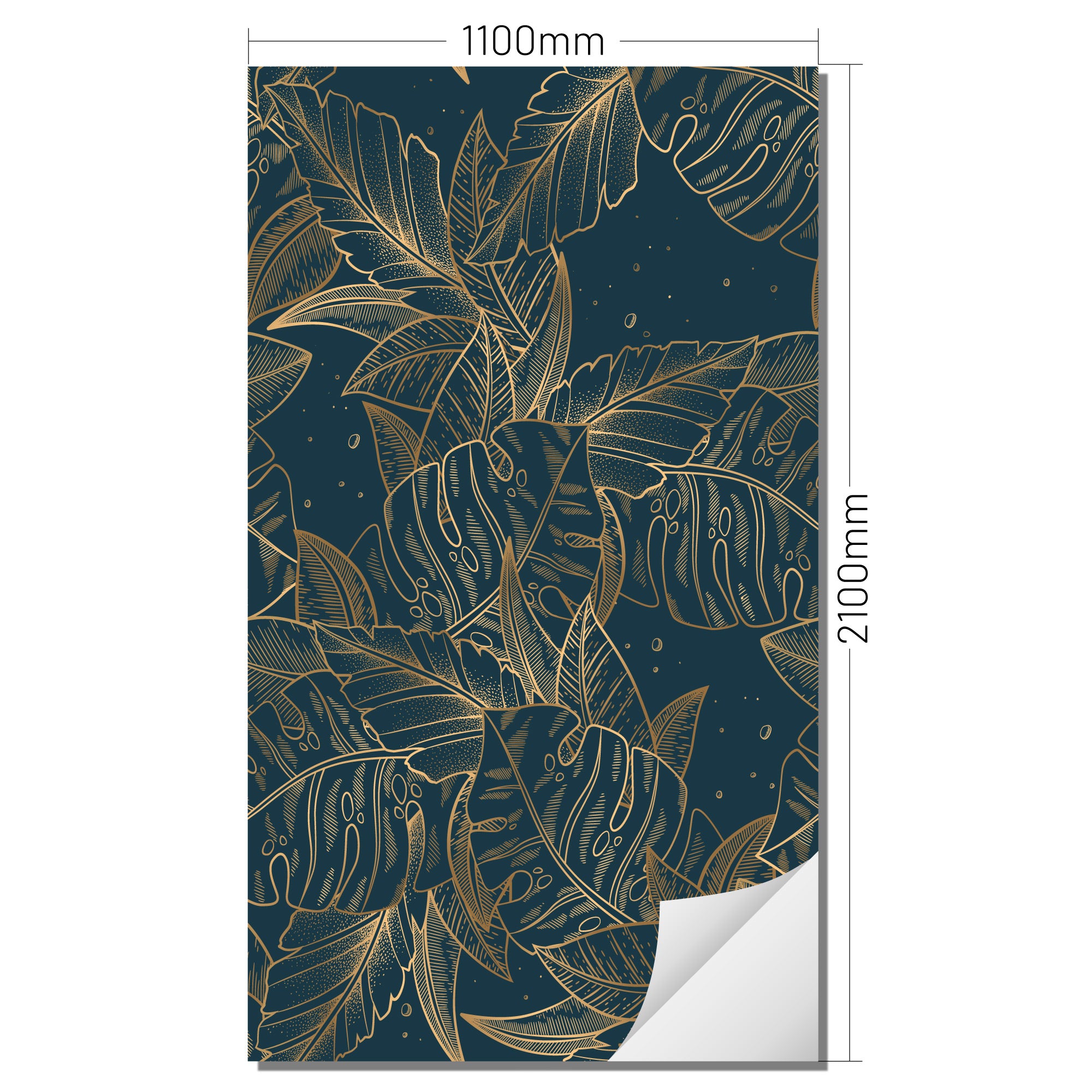 Wall foil golden Monstera Blue