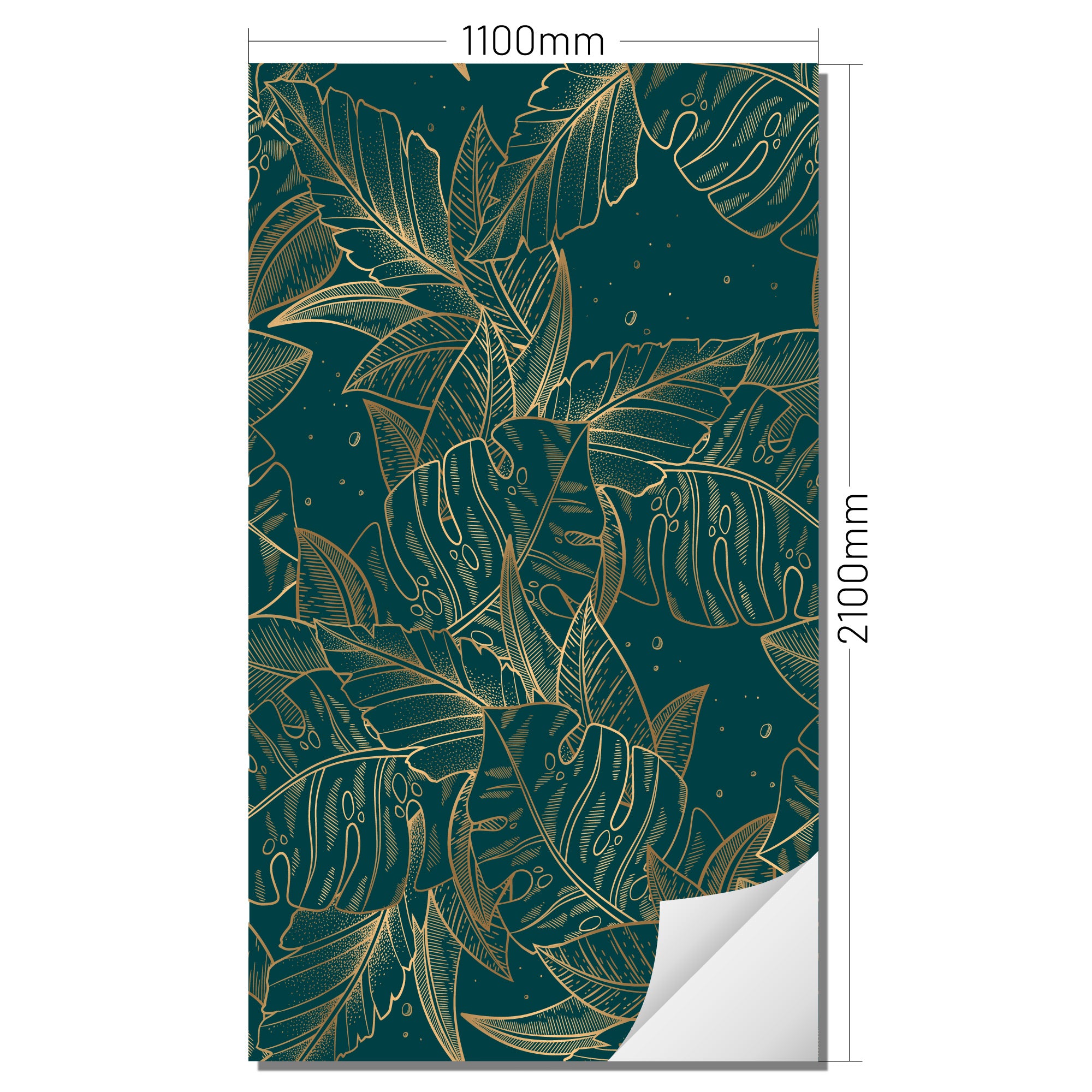 Wall foil golden Monstera Petrol